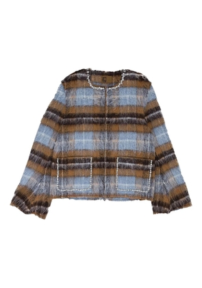 BIRTH OF ROYAL CHILD pearl-embellished plaid jacket - Brown