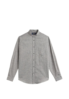 Portuguese Flannel Marvin stripe-pattern mandarin-collar shirt - Grey