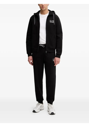 Ea7 Emporio Armani zip drawstring hoodie - Black
