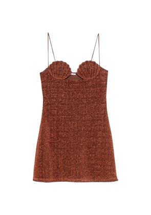 Oséree Lumière Shell metallic-effect mini dress - Brown