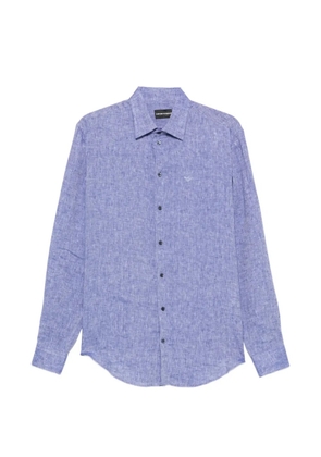 Emporio Armani logo-embroidered buttoned shirt - Blue