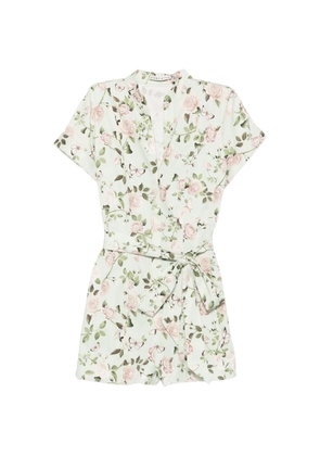 alice + olivia floral-print belted playsuit - Green
