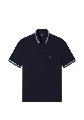 Armani Exchange striped-trim logo-embroidered polo shirt - Blue