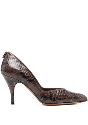Miu Miu 85mm ayers snakeskin effect pumps - Brown