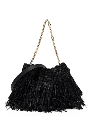 Ba&Sh June fringed raffia clutch bag - Black
