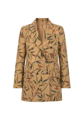 IBRIGU double-breasted leaf-print coat - Neutrals