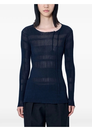 Yohji Yamamoto sheer-knit ribbed sweater - Blue