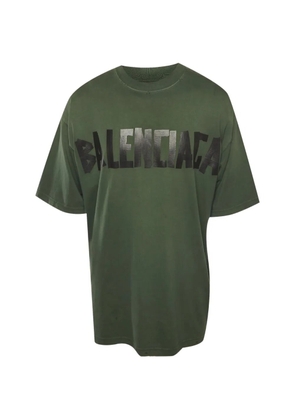 Balenciaga Pre-Owned logo-tape distressed T-shirt - Green