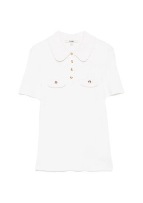 Maje ribbed-knit short-sleeve polo top - Neutrals