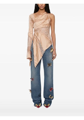 Blumarine lace-detail asymmetric top - Pink