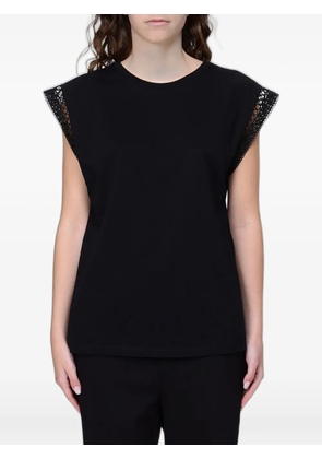 TWINSET lace-trim embroidered T-shirt - Black