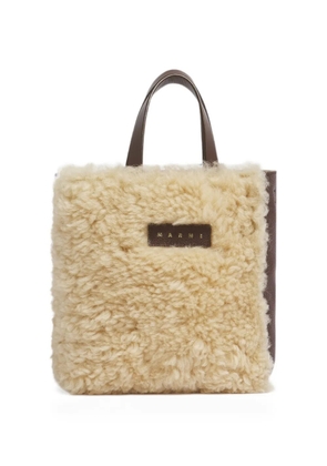 Marni Museo soft shearling leather tote bag - Neutrals