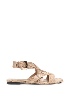 Stuart Weitzman snake-effect square-toe sandals - Neutrals