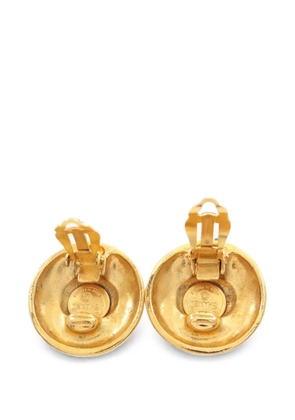 CHANEL Pre-Owned 1986-1988 Coco Mark round clip-on earrings - Gold
