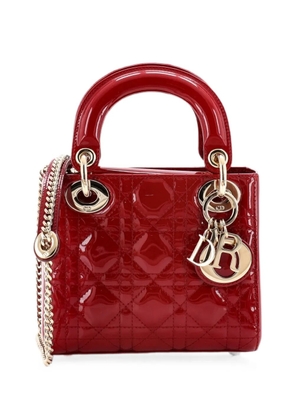 Christian Dior Pre-Owned Lady Dior Chain Bag Cannage Quilt Patent Mini satchel - Red
