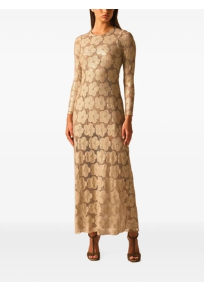 JBQ Petra floral-lace long-sleeve maxi dress - Neutrals