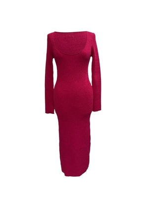GANNI marled ribbed-knit maxi dress - Pink