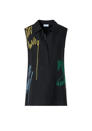 Akris Punto scribble-embroidery sleeveless blouse - Black
