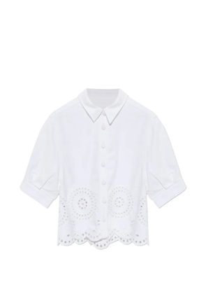 FRAME openwork-detailing scalloped-hem shirt - White