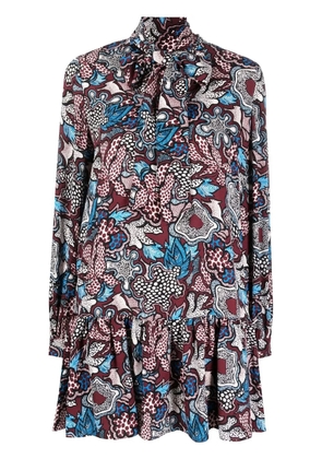 DVF Diane von Furstenberg patterned pussy-bow midi dress - Red