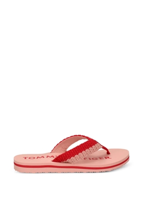 Tommy Hilfiger crochet-knit thong flip-flops - Red