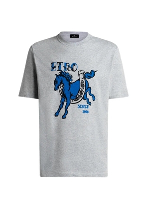 ETRO cotton jersey T-shirt with Pegaso-print and logo - Grey