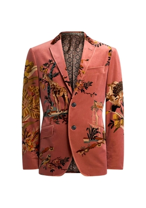 ETRO single-breasted cotton velvet jacket with placed floral and animal print - Pink