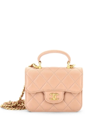 CHANEL Pre-Owned Top Handle Flap Coin Purse with Chain Quilted Lambskin crossbody bag - Neutrals