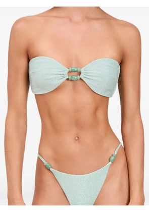 Devon Windsor Anto bead-embellished strapless bikini top - Green