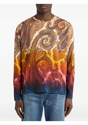 ETRO cotton-jersey sweater with degradé Paisley-motif - Neutrals