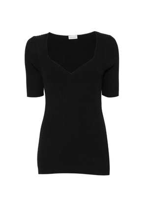 By Malene Birger Feddea ribbed-knit V-neck T-shirt - Black
