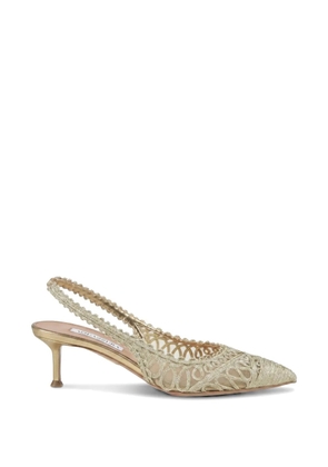 Aquazzura Kahlo embroidered slingback pumps - Gold
