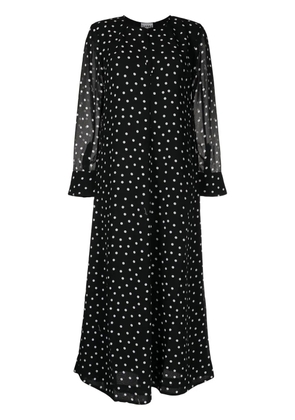 GANNI spot-print crepe midi dress - Black