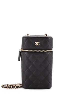CHANEL Pre-Owned Classic Vanity Phone Holder with Chain Quilted Caviar clutch bag - Black