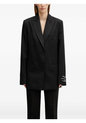 Off-White logo-patch single-breasted blazer - Black