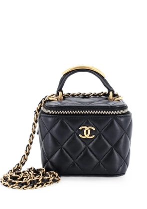 CHANEL Pre-Owned CC Top Handle Vanity Case with Chain Quilted Lambskin with Metal Mini satchel - Black