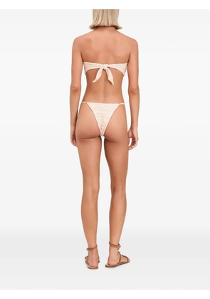 Devon Windsor Anto beaded ruched bikini top - Neutrals