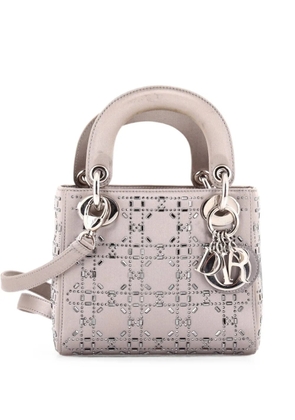 Christian Dior Pre-Owned Lady Dior Bag Crystal Embellished Cannage Quilt Satin Mini satchel - Grey