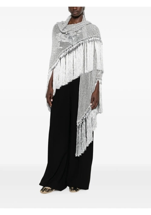Chiara Is Scialle Rosa fringed-trim crochet-knit poncho - Silver