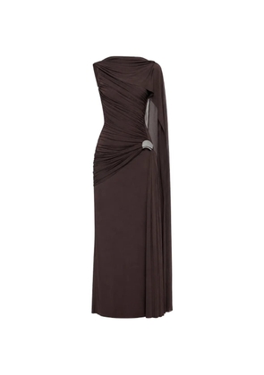 CHATS BY C.DAM draped asymmetric maxi dress - Brown