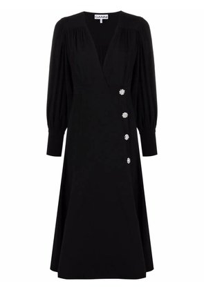 GANNI V-neck wrap dress - Black