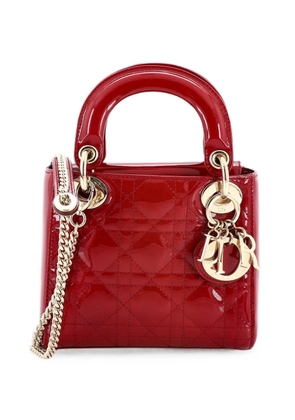 Christian Dior Pre-Owned Lady Dior Chain Bag Cannage Quilt Patent Mini satchel - Red