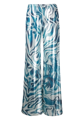 Alberta Ferretti metallic swirl print trousers - Blue