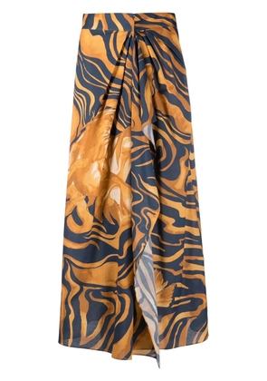 Alberta Ferretti graphic print pleated skirt - Yellow