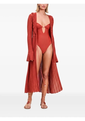 Devon Windsor Sienna open-knit robe beach cover-up - Red