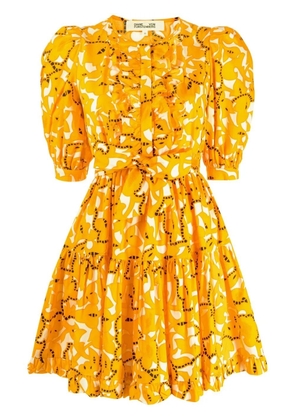 DVF Diane von Furstenberg Roberta abstract-print puff sleeve dress - Orange
