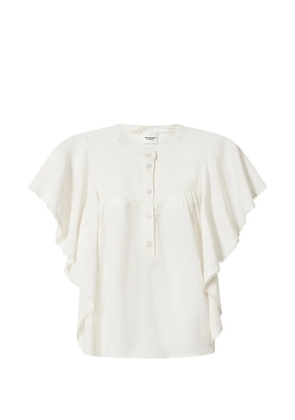 MARANT ÉTOILE ruffled-sleeve pom-pom-trim blouse - Neutrals