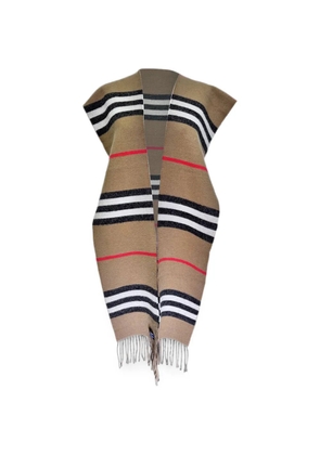 Burberry Pre-Owned Icon Stripe fringe-detail scarf - Neutrals