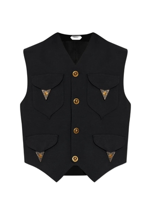 Versace appliqué-detailed wool waistcoat - Black