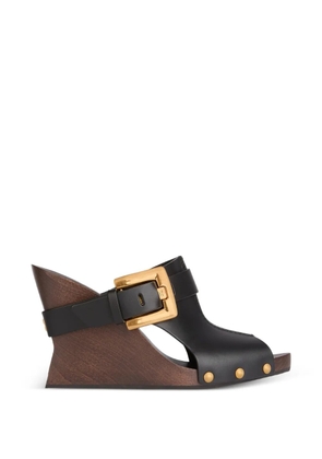 Balmain Anthem Wedge smooth leather mules - Black